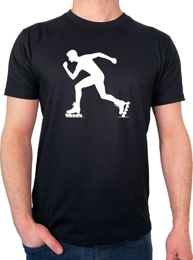 Huuraa Herren T-Shirt Inline Skating Silhouette L Black Bio Baumwolle Fairtrade Herrenshirt Geschenkidee