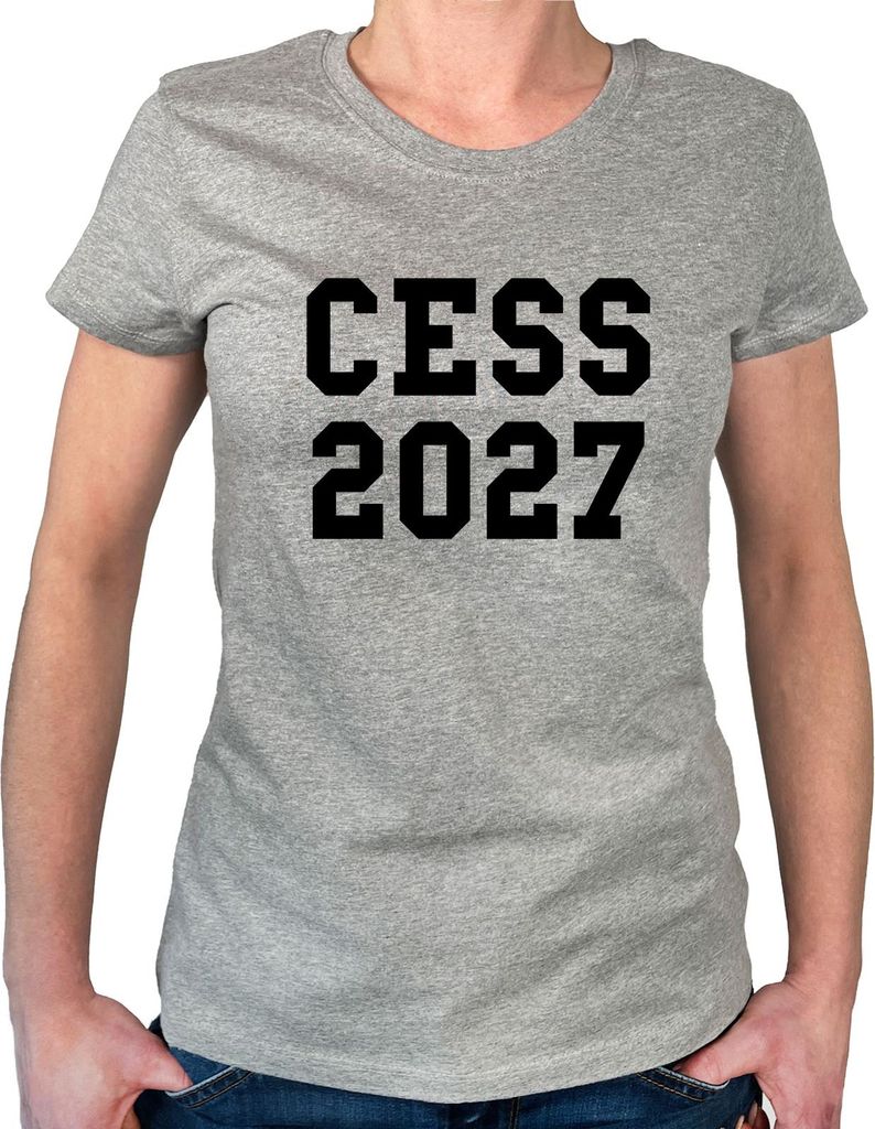 Huuraa Damen T-Shirt CESS 2027 Abschluss Belgien (frz.) S Sport Grey Bio Baumwolle Fairtrade Damenshirt Geschenkidee
