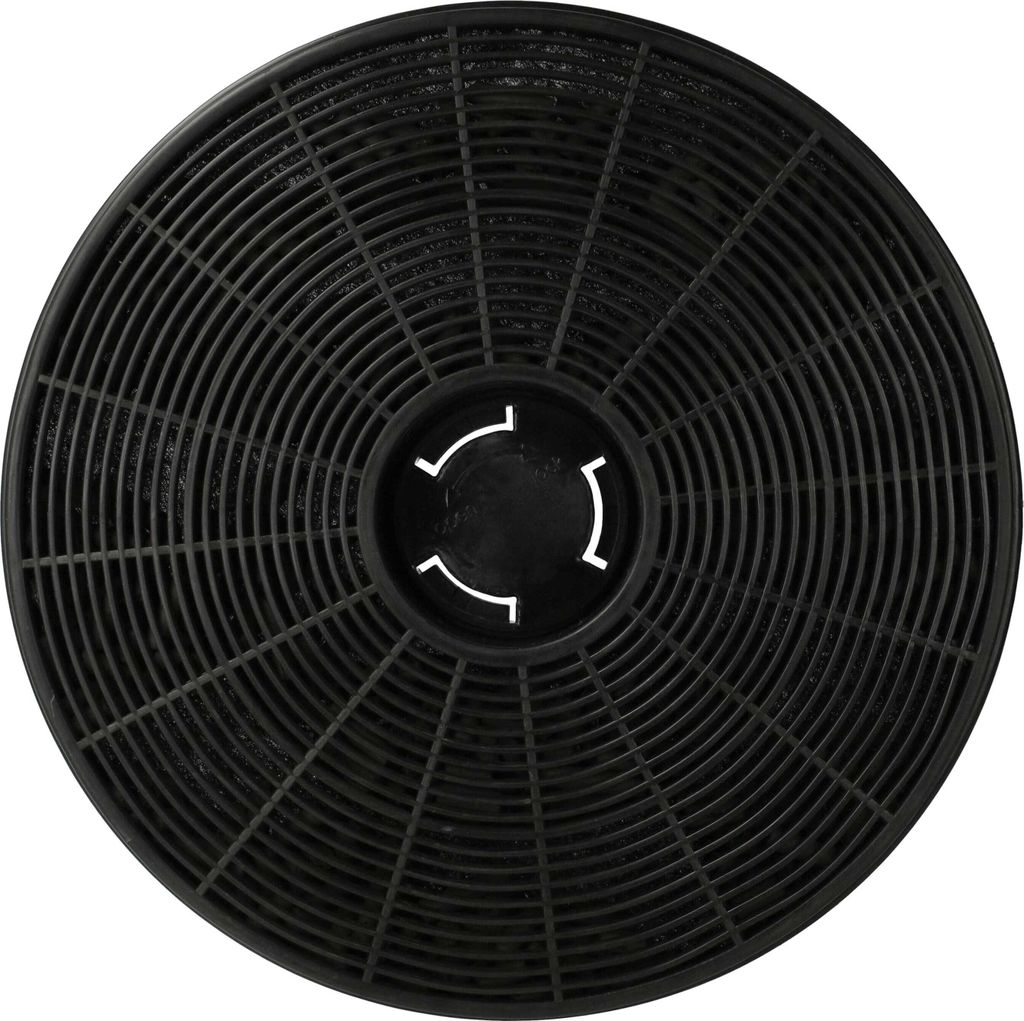 Close-up view of a circular charcoal filter.