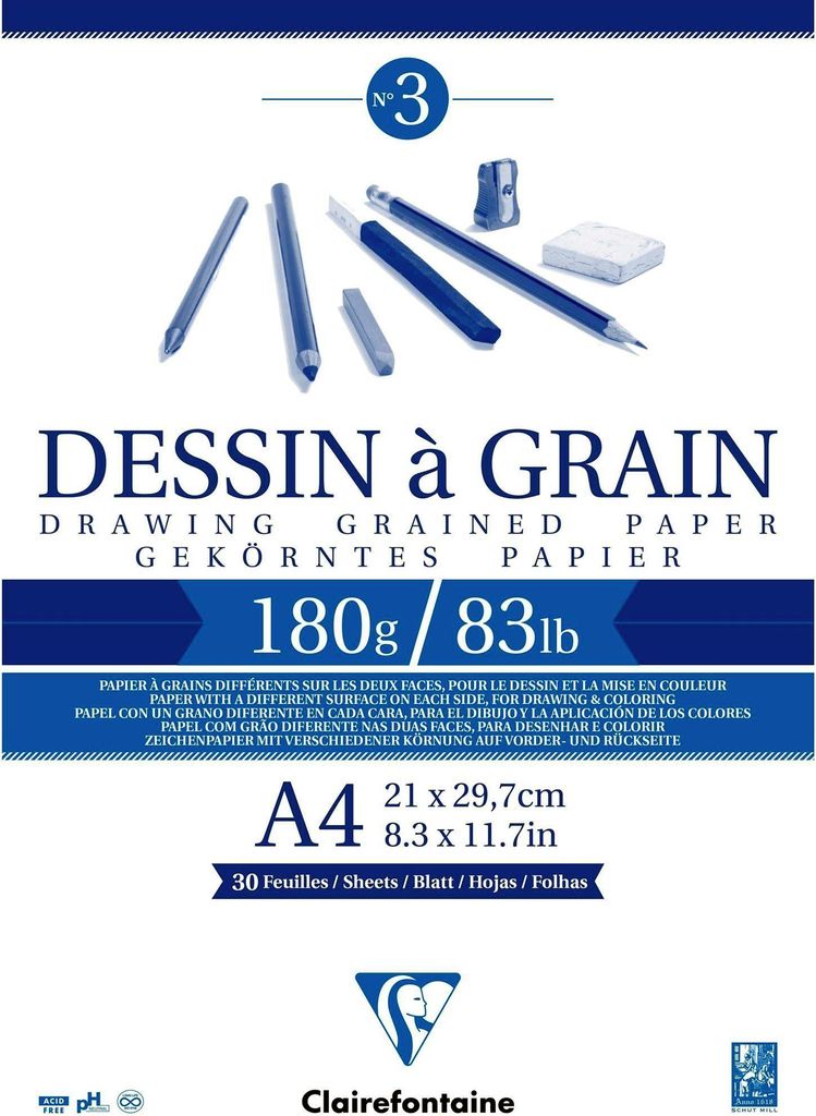 Bloc à dessin DESSIN A GRAIN DIN A4 - 180g - 30Fl. Image du produit 