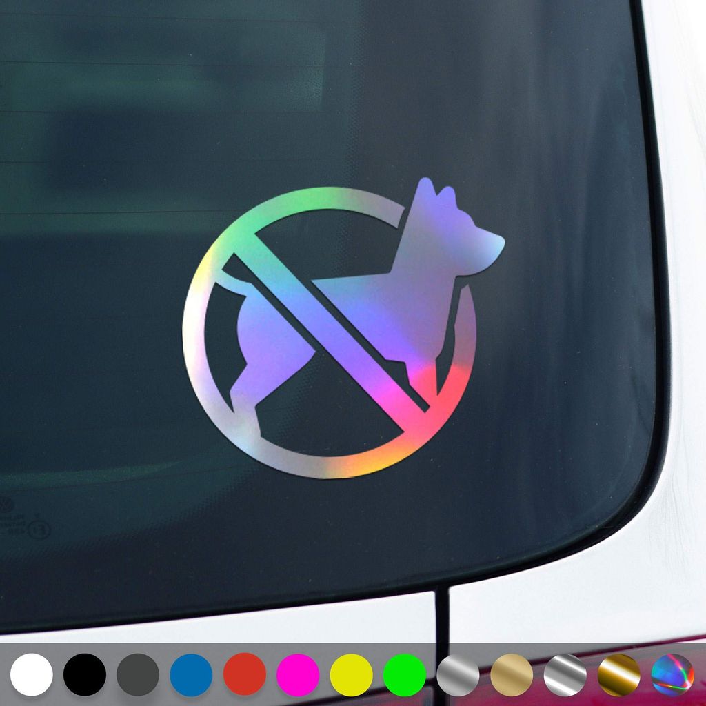 PantherPixel Hunde Verboten Aufkleber Nicht Erlaubt Hundeverbot Sticker Auto Geschenkidee Farbe Oilslick-Hologramm