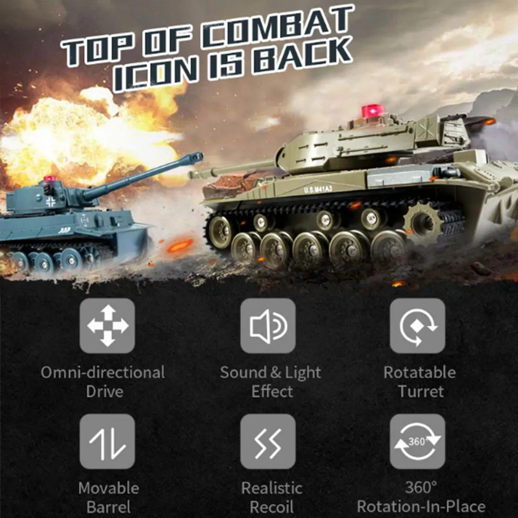 Tank RC Multidirectionnel 1/30 avec Télécommande Jouet Militaire Enfant - 3
