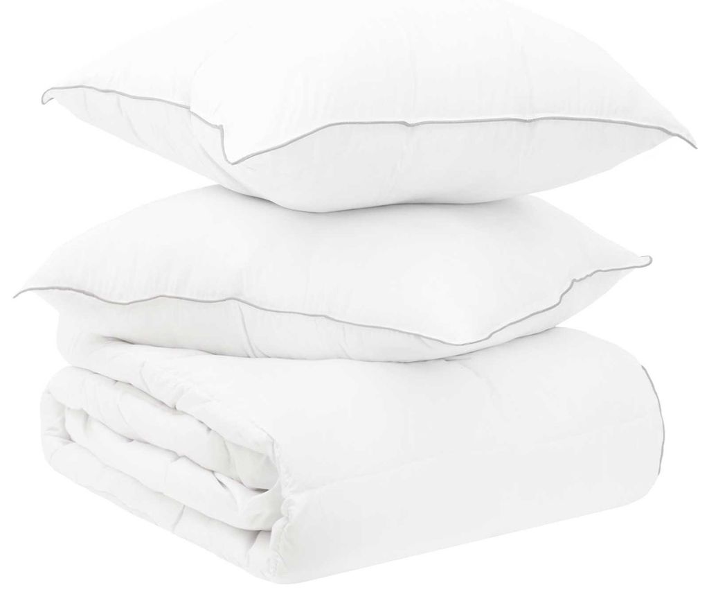 vidaXL Bettwäsche-Set mit Kissen Weiß 200 x 240 cm Polyester, Bambus