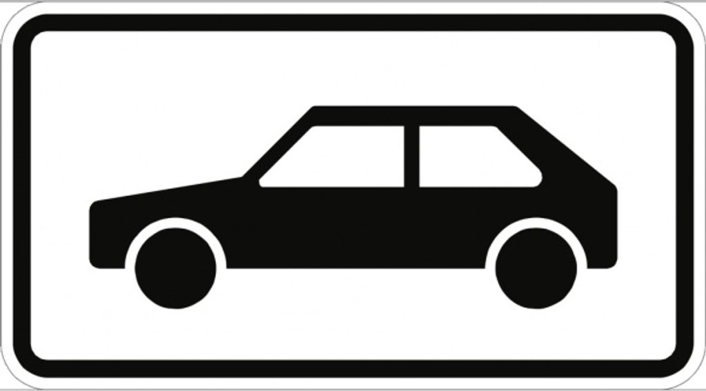 Verkehrsschild VZ1010-58, Personenkraftwagen, Alu, RA2, 600x330 mm