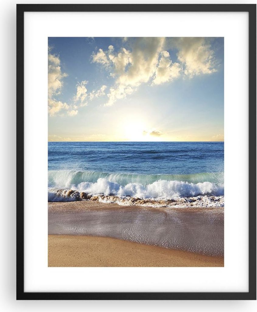 Gerahmtes Poster - Schwarzer Rahmen - Meer Ufer Wasser - 40x50 cm - Wand Bild - Wanddeko - Wandbilder - Kunstposter - Wandposter - Bilderrahmen - B...