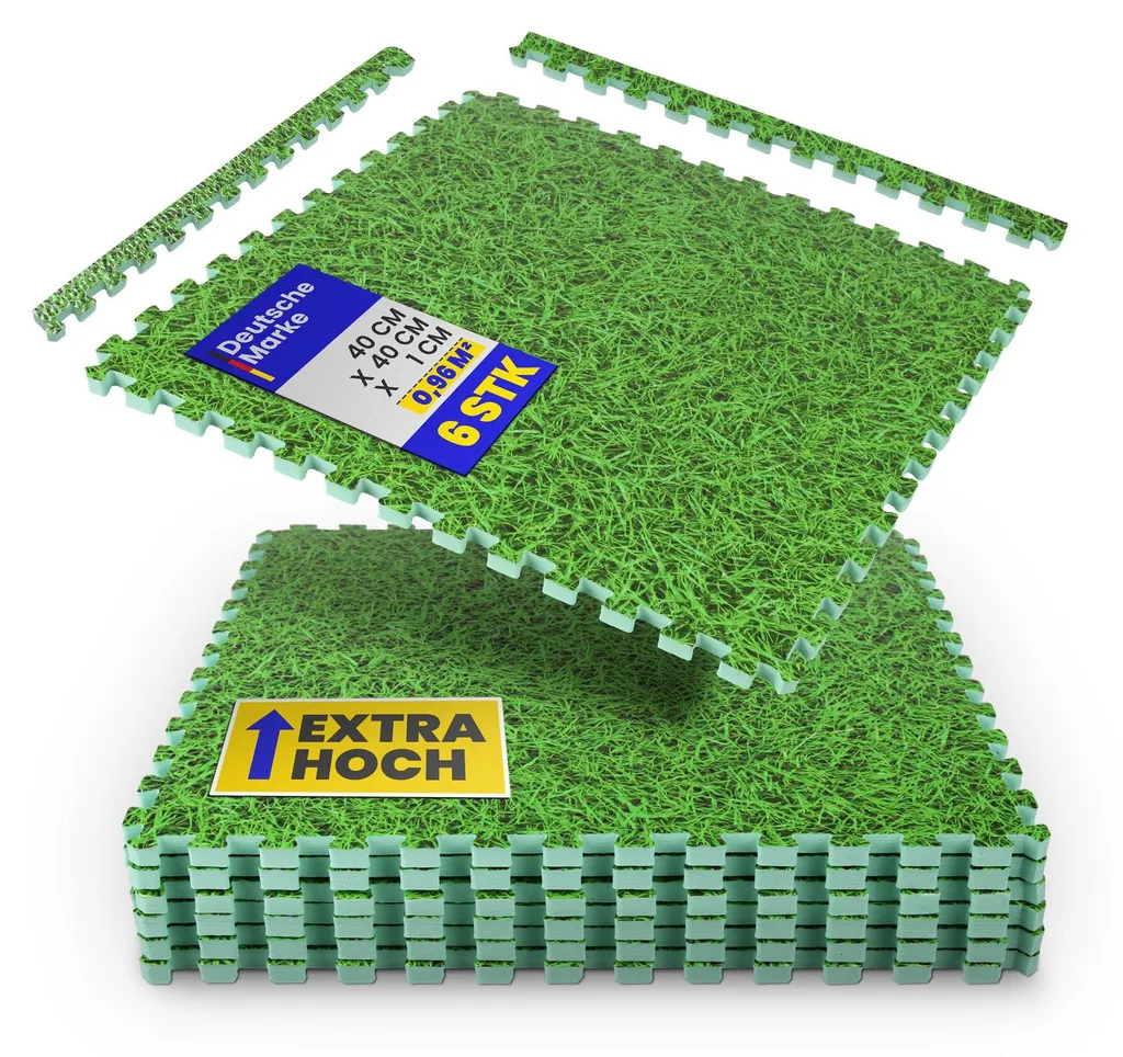 Tapis de protection du sol 40 x 40 x 1 cm Vert, lot de 18 dalles 2,88 m²