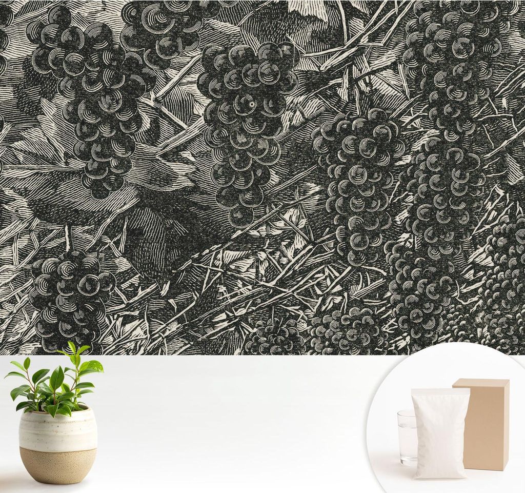 Fototapete - 104x70 cm - Tapete - Wandtapete - Wandbilder - Dekofolie - Tapete Folie - Wand - Dekoration - Wohnzimmer - Traubenabdruck