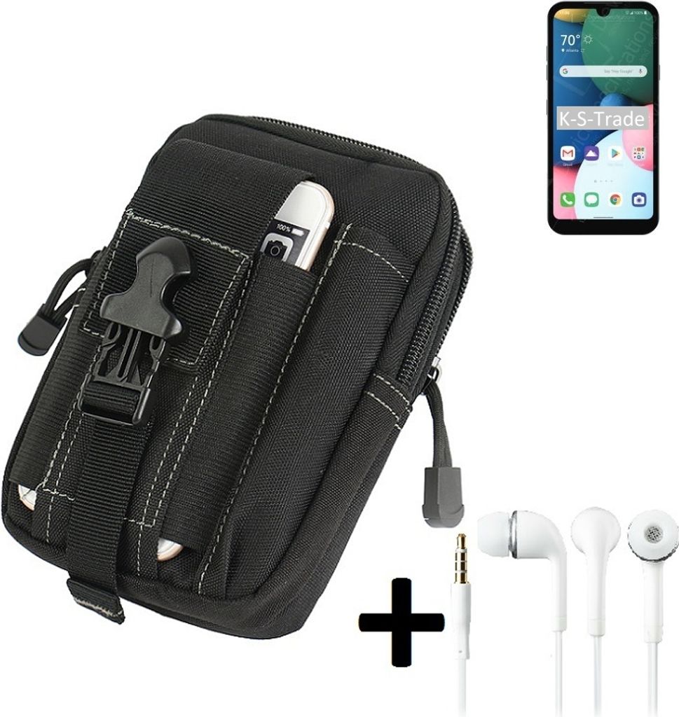 K-S-Trade Gürteltache + Kopfhörer kompatibel mit LG Electronics Fortune 3 Gürtel Tasche Holster Schutz Hülle Handy Hülle schwarz inkl.