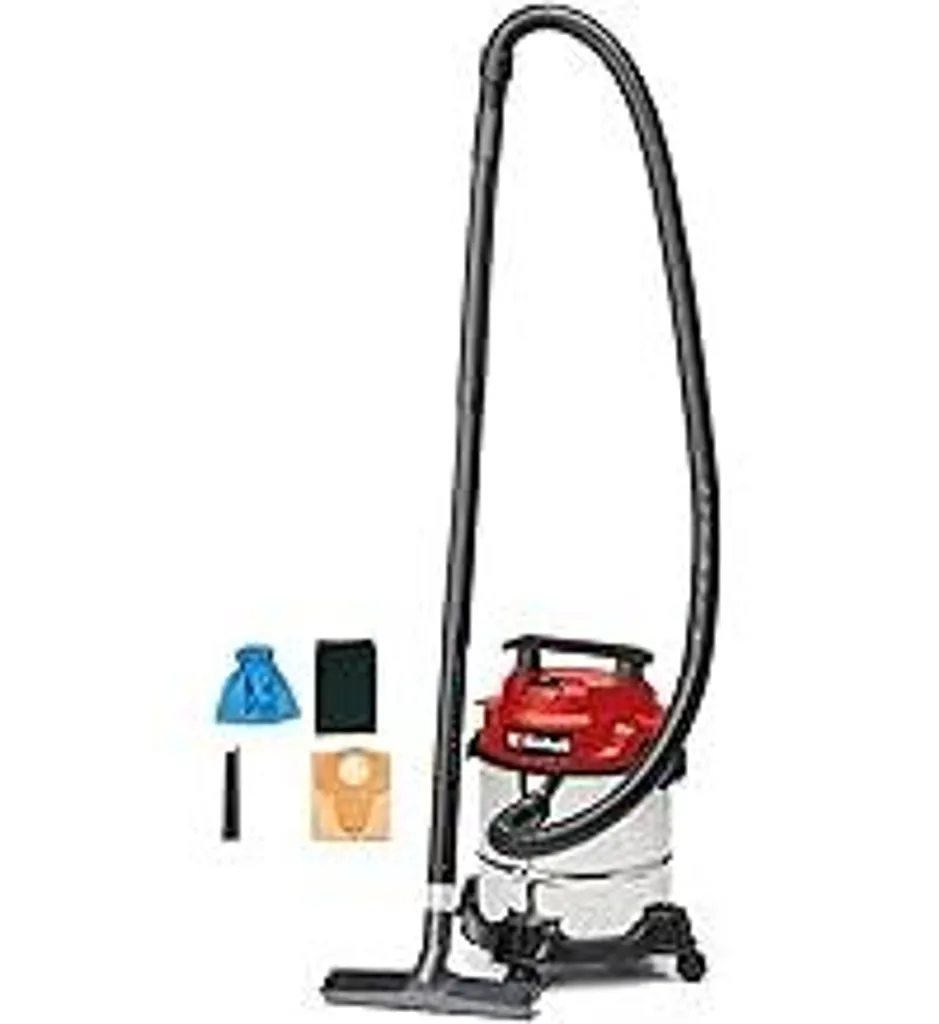 Aspirapolvere/aspiraliquidi Einhell TC-VC 1812/1 S (1250 W, 180 mbar, 4 ruote piroettanti, serbatoio da 12 l, incl. bocchetta per fughe e bocchetta combinata, filtro in schiuma, sacchetto raccogli-sporco e sacchetto filtro)
