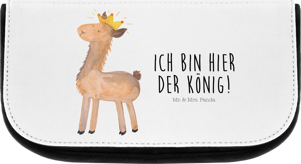 Mr. & Mrs. Panda Make-Up Tasche Lama König - Weiß - Geschenk, Kosmetiktasche, Freundin, Abitur, Kulturbeutel, Mama, Kulturtasche, kosmetiktäschc...