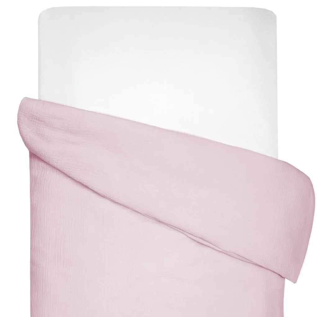Linge de lit bébé : housse de couette 80x120 cm en coton rose