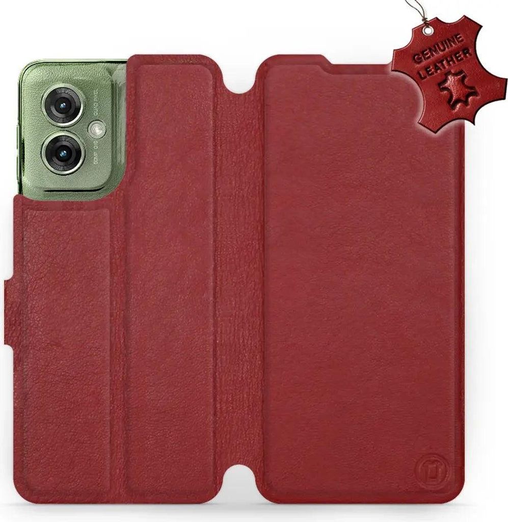 Echtleder Handyhülle für Motorola Moto G55 5G, Mobiwear Leather, Dunkelrot