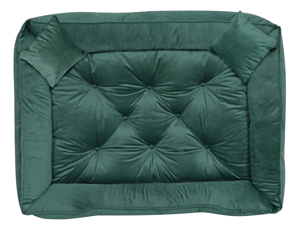 Panier lit pour chien et parc en velours vert forêt chic 75cm