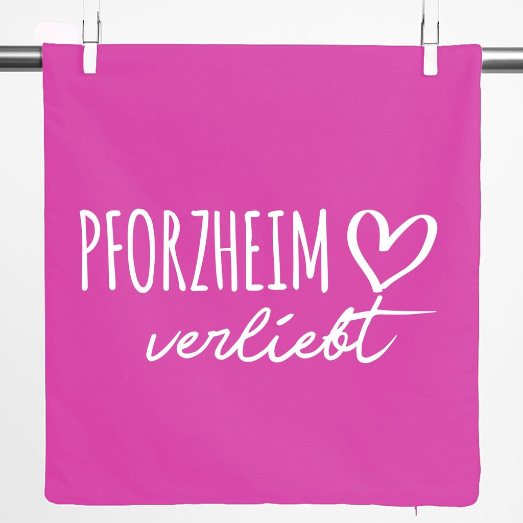 Huuraa Kissenbezug Pforzheim verliebt 40x40cm Fuchsia Baumwolle Dekokissenbezug Geschenkidee