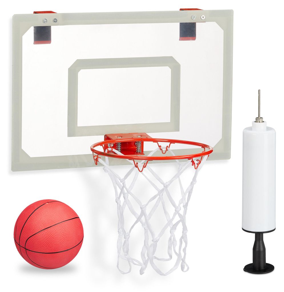 Relaxdays Basketballkorb fürs Zimmer, Set mit Ball & Produktbild 