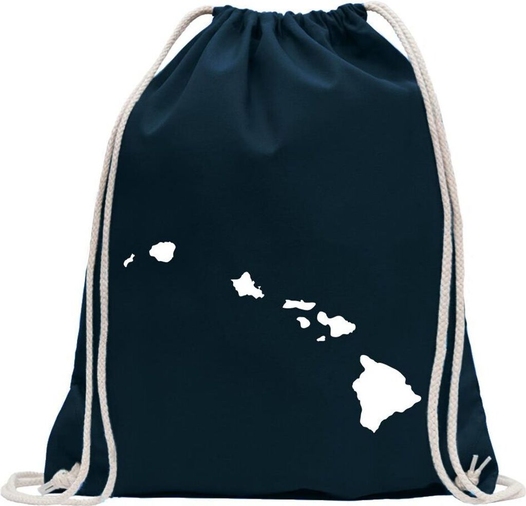 Kiwistar - Turnbeutel - dunkelblau - USA - Hawaii Honululu - Fun Rucksack Sport Beutel Gymsack Baumwolle mit Ziehgurt