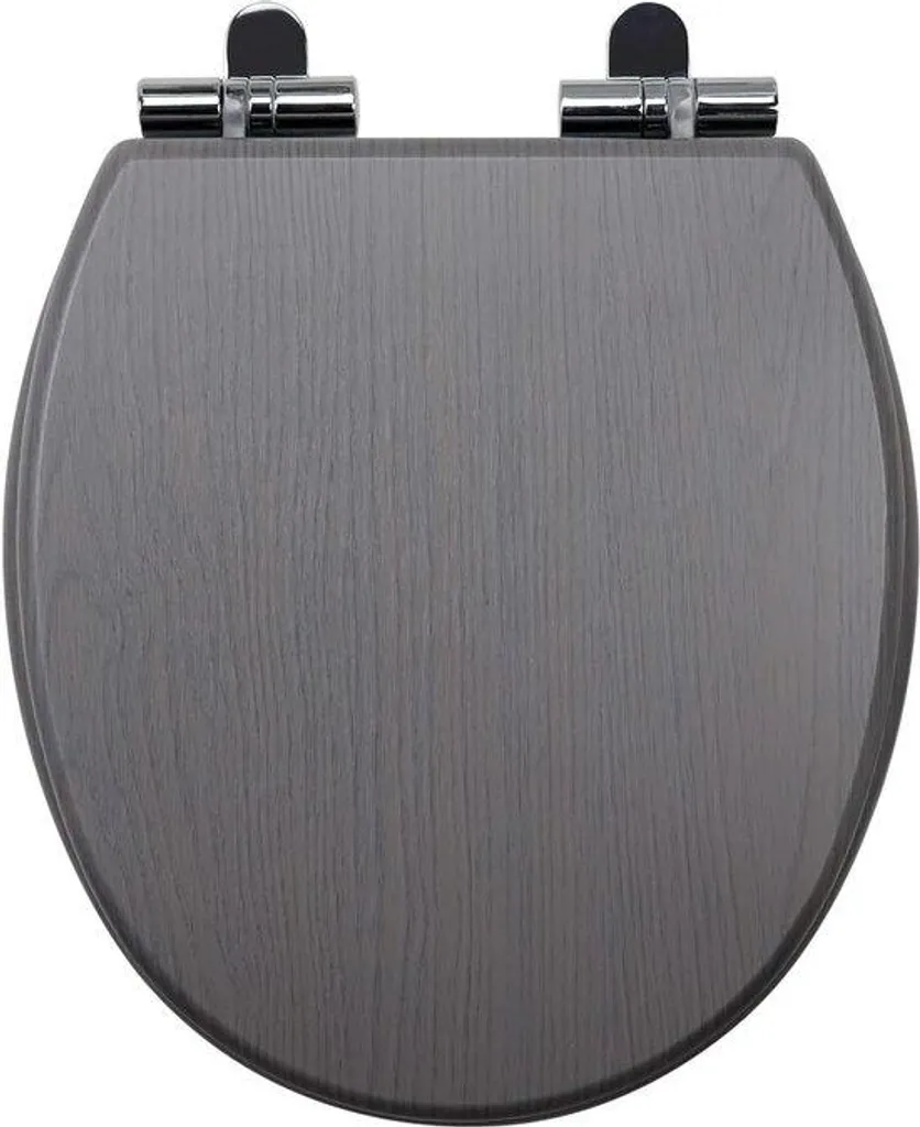 Lunette de WC ovale grise MDF, confort acoustique et assise stable