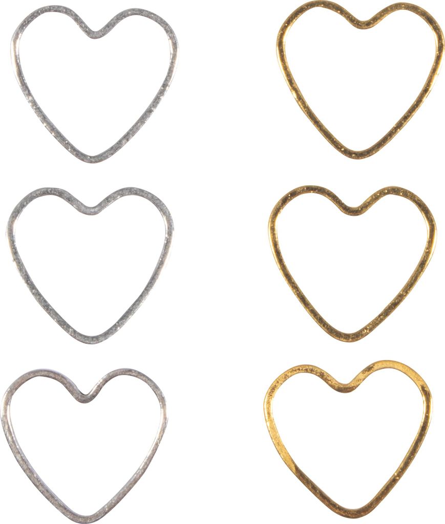 Rayher Zierelemente Silber Gold 6 Stück Dekoration Basteln Schmuck Herzen