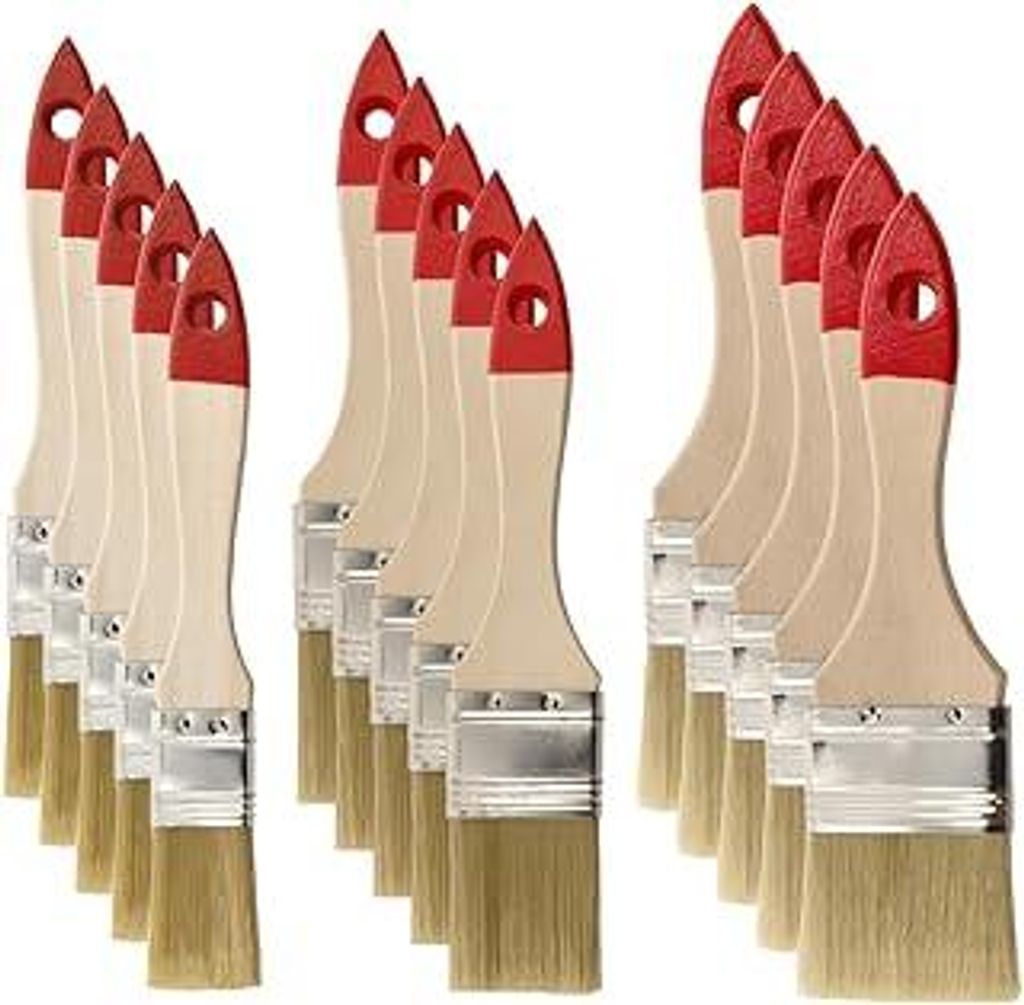 M7 15 STK. Flachpinsel-Set: 1 – 5 STK. (ca. 25 mm), 1,5 – 5 STK. (ca. 38 mm), 2 – 5 STK. (ca. 50 mm) Serie 30, Lackierpinsel mit Synthetische...