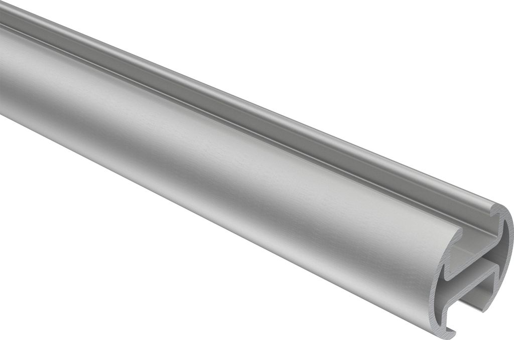 Interdeco Innenlaufprofil / Profilstange für Innenlauf-Gardinenstangen 20 mm Ø Silbergrau, 120 cm
