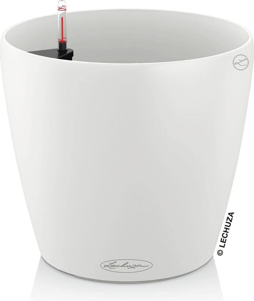 LECHUZA-Pflanzgefäß CLASSICO Color 60 Weiß | Pflanzgefäß mit Bewässerungssystem und Wasserstandsanzeiger | matte Oberfläche | Ø 60 x 55,5 c...
