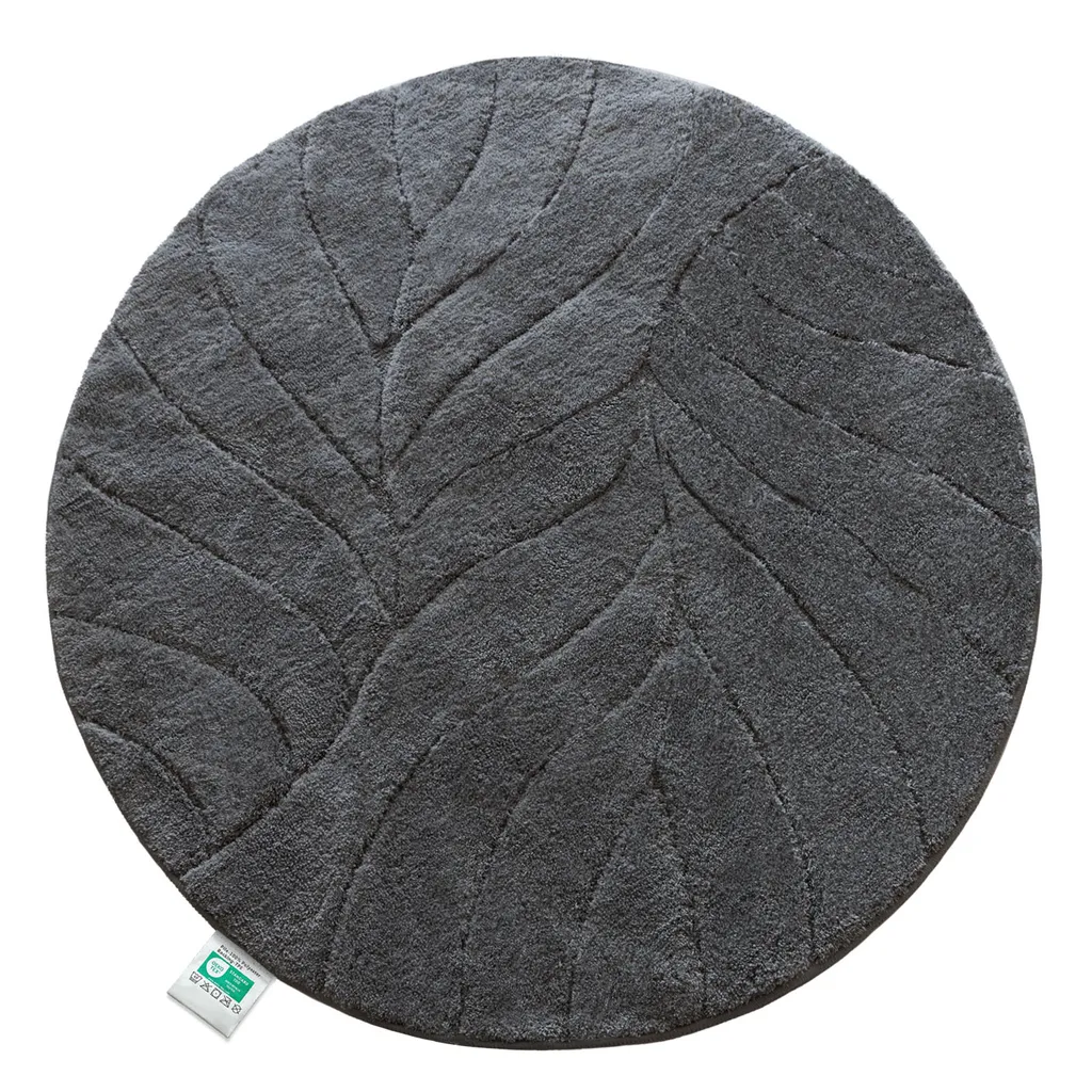 Tapis de bain rond gris foncé Maris 120 cm pour grande salle de bain