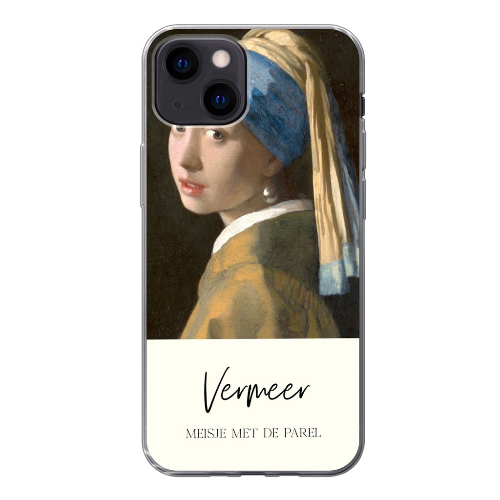 MuchoWow Handyhülle Schutzhülle Hülle für iPhone 13 mini Das Mädchen mit dem Perlenohrring - Vermeer Silikon Softcase Handy Hülle - Softcase