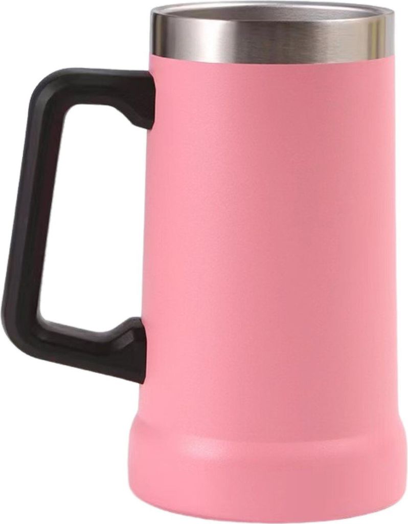 700 ml Bierkrug, doppelwandige Isolierung, Edelstahl-Kaffeebecher, Thermobecher für heiße und kalte Getränke, großer Griff, bruchsicherer Abent...