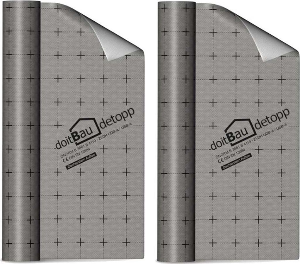 2 Rollen detopp Unterspannbahn je 1,5m x 50m Diffusionsoffen Unterdeckbahn Schalungsbahn Dachbahn Dachfolie