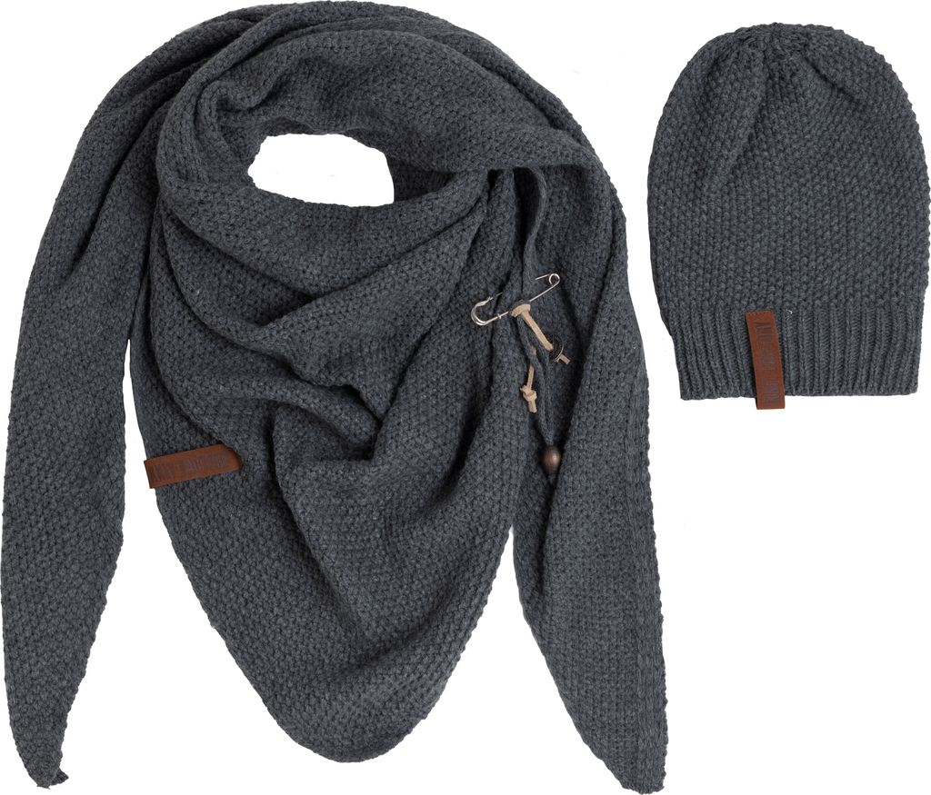 Knit Factory Coco Dreiecksschal & Coco Mütze - Anthrazit Produktbild 