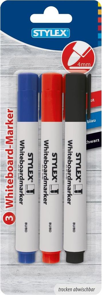 Stylex 32785, 3 Stück(e), Schwarz, Blau, Rot, Rundspitze, Produktbild 