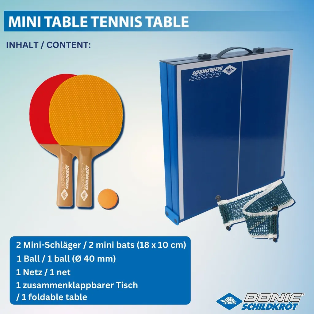 Table de TT Schildkröt MINI 66x33cm - Set Complet avec Filet et Raquettes - 29