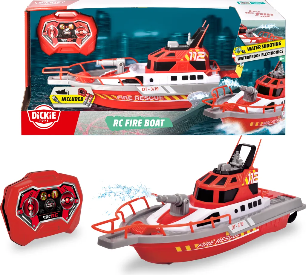 Bateau de pompier radiocommandé Dickie Toys avec fonction jet d'eau RC