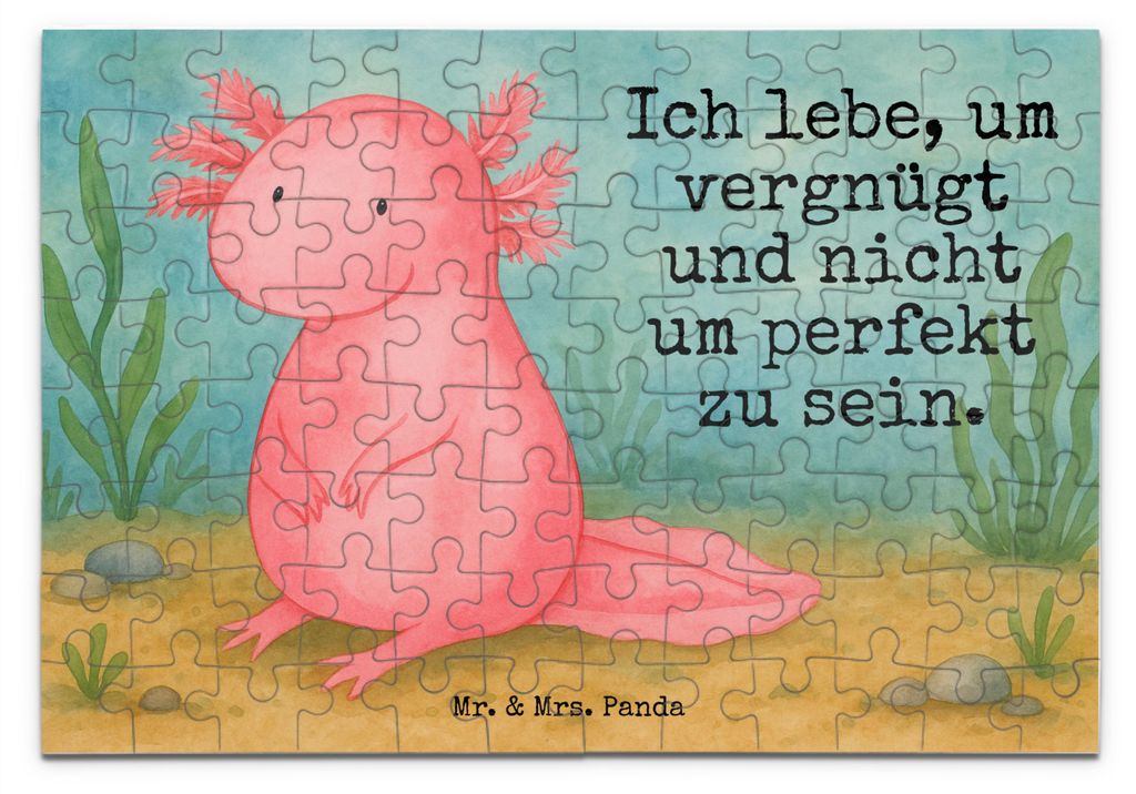 Mr. & Mrs. Panda Puzzle Axolotl Niedlich Design 96 Teile - Weiß - Geschenk, 1000, Liebe, Axolot, 2000, Freundin, Fröhlich, 500, 1500, Legespiel, ...