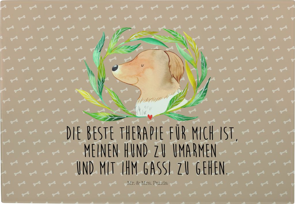 Mr. & Mrs. Panda Glas Schneideplatte Hund Blumen - Hundeglück - Geschenk, Servierplatte, Küchenbrett, Ranke, Sprüche, Hackbrett, Schneidebrett, ...