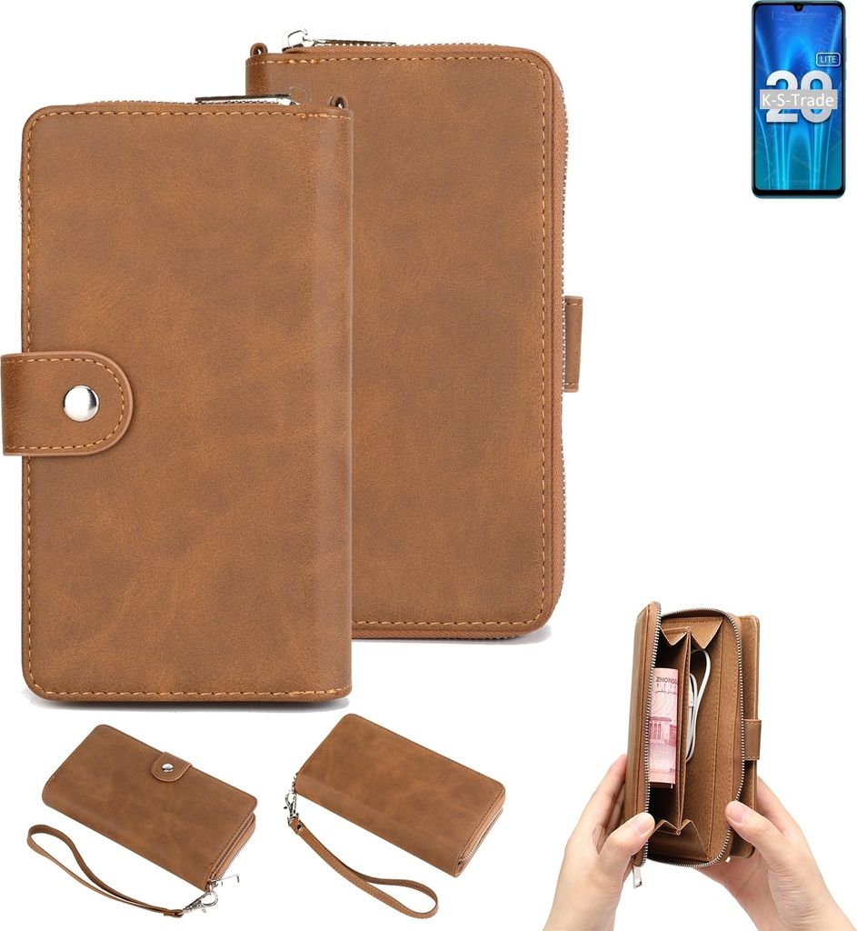 K-S-Trade Handyhülle Schutzhülle kompatibel mit Huawei Honor 20 Lite Russia & Portemonnee Tasche Handytasche Case Etui Geldbörse Wallet braun (1x)