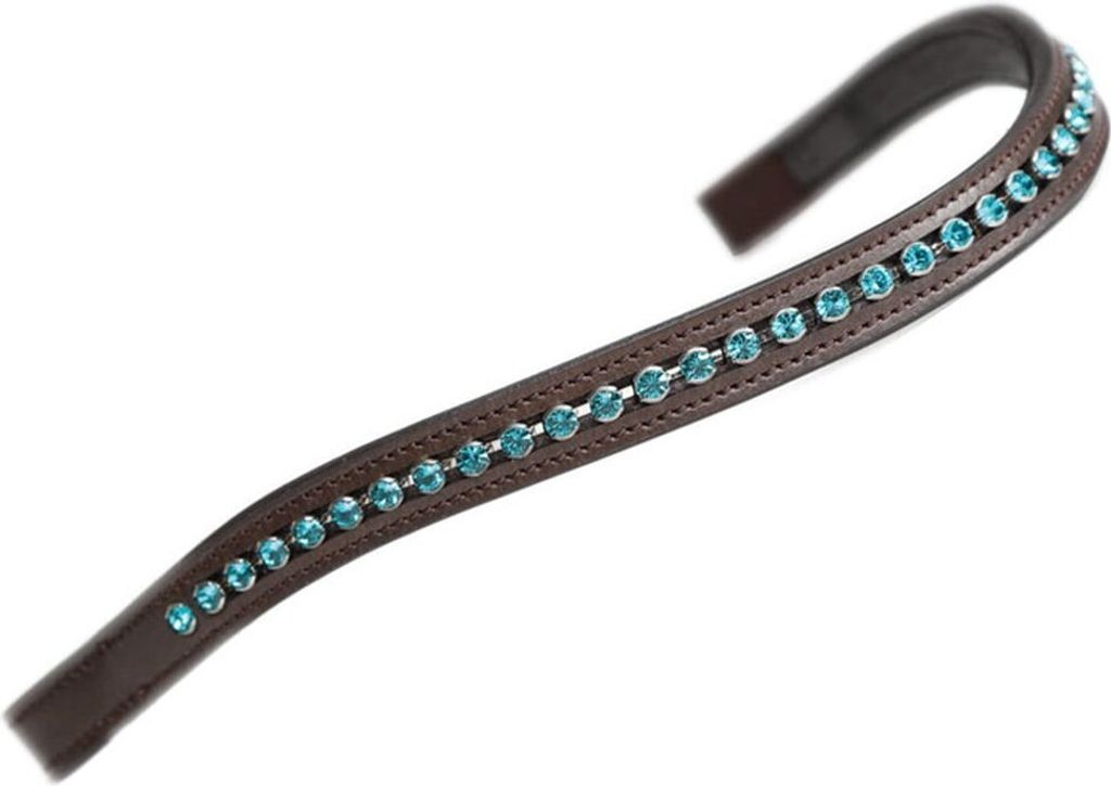 Aviemore - Strass Pferde-Stirnband, Leder ER1030 (Full) (Braun/Grün)