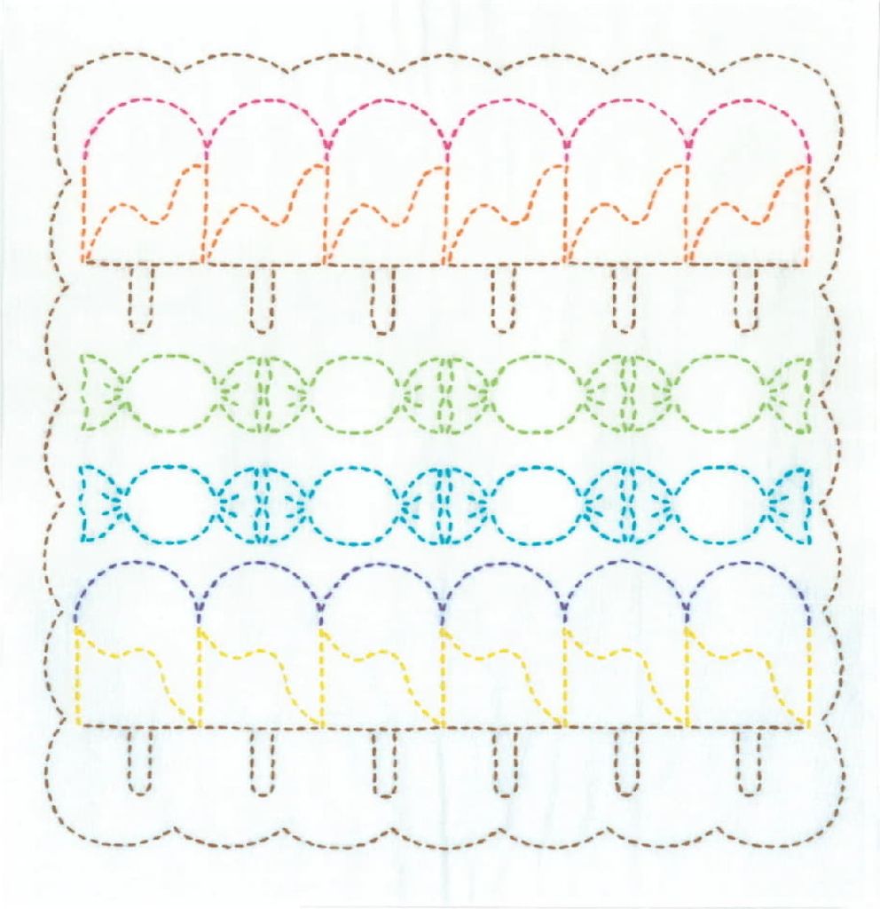 Olympus Sashiko Stickpackung "Hana Fukin Pop Designs Kerzen", Stoff bedruckt, 34x34cm, Original aus Japan