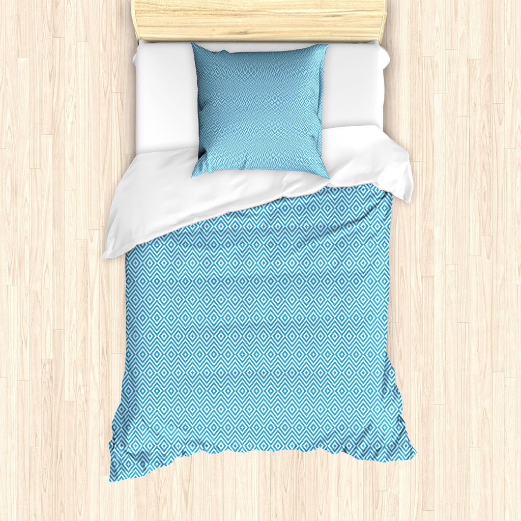 ABAKUHAUS Abstrakt Bettbezug Set für Einzelbetten, Retro Zigzag Rhombus Stil, Milbensicher Allergiker geeignet mit Kissenbezug, 135 cm x 200 cm - ...