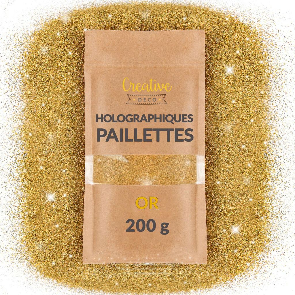 Creative Deco 200g Paillettes Holographiques Or 0,2mm - Image du produit 