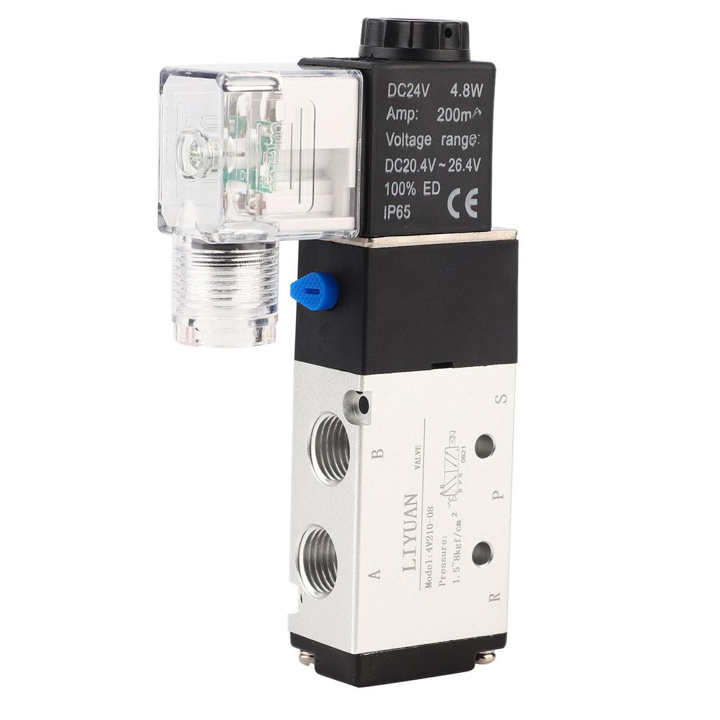 4V210-08 Magnetluftventil, 2 Positionen, 5 Anschlüsse, pneumatisches Steuerventil (DC24V)