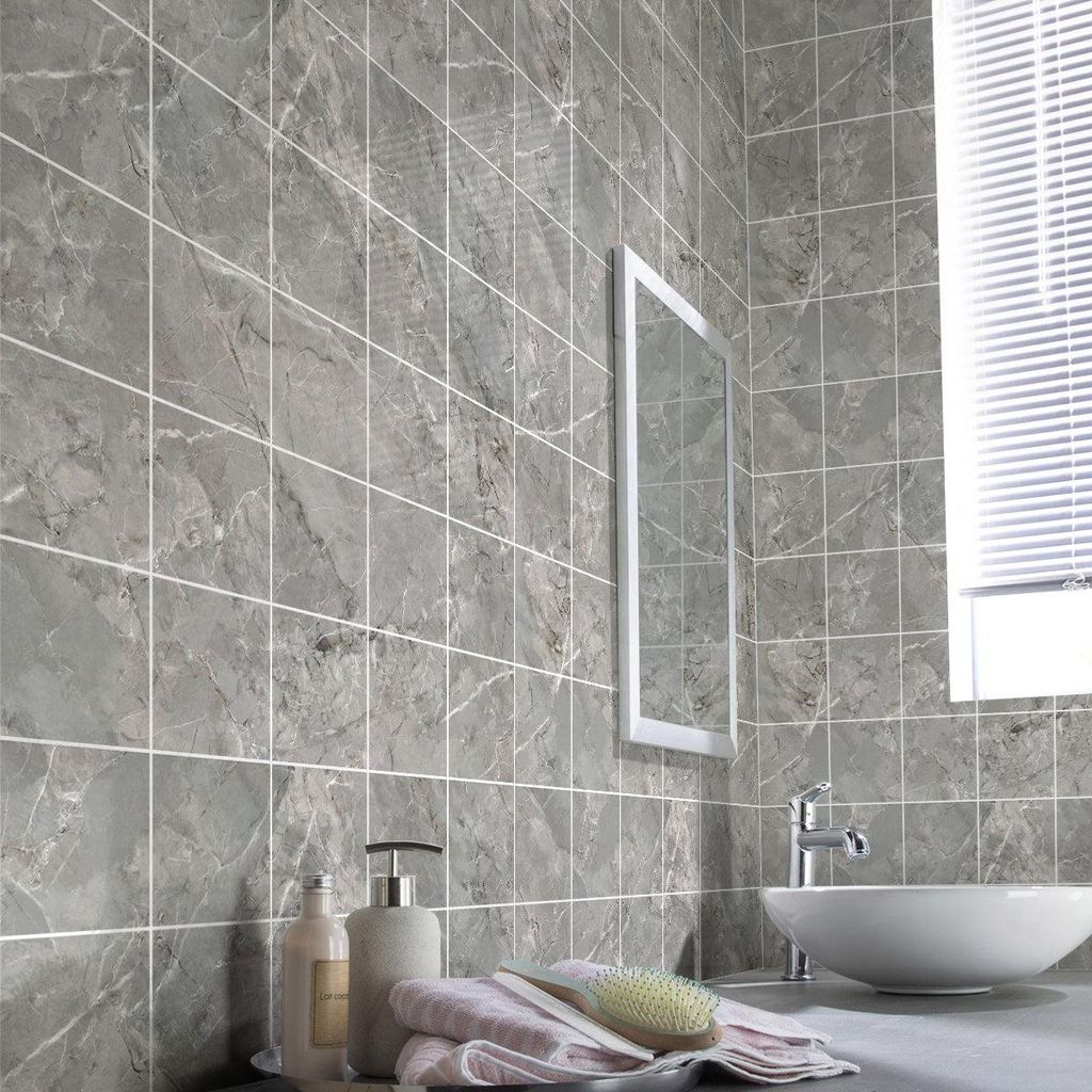 Wandfliesenaufkleber für Küche und Bad – 30 graue Porto-Marmor-Zementfliesenaufkleber – 30 Aufkleber 10 x 10 cm