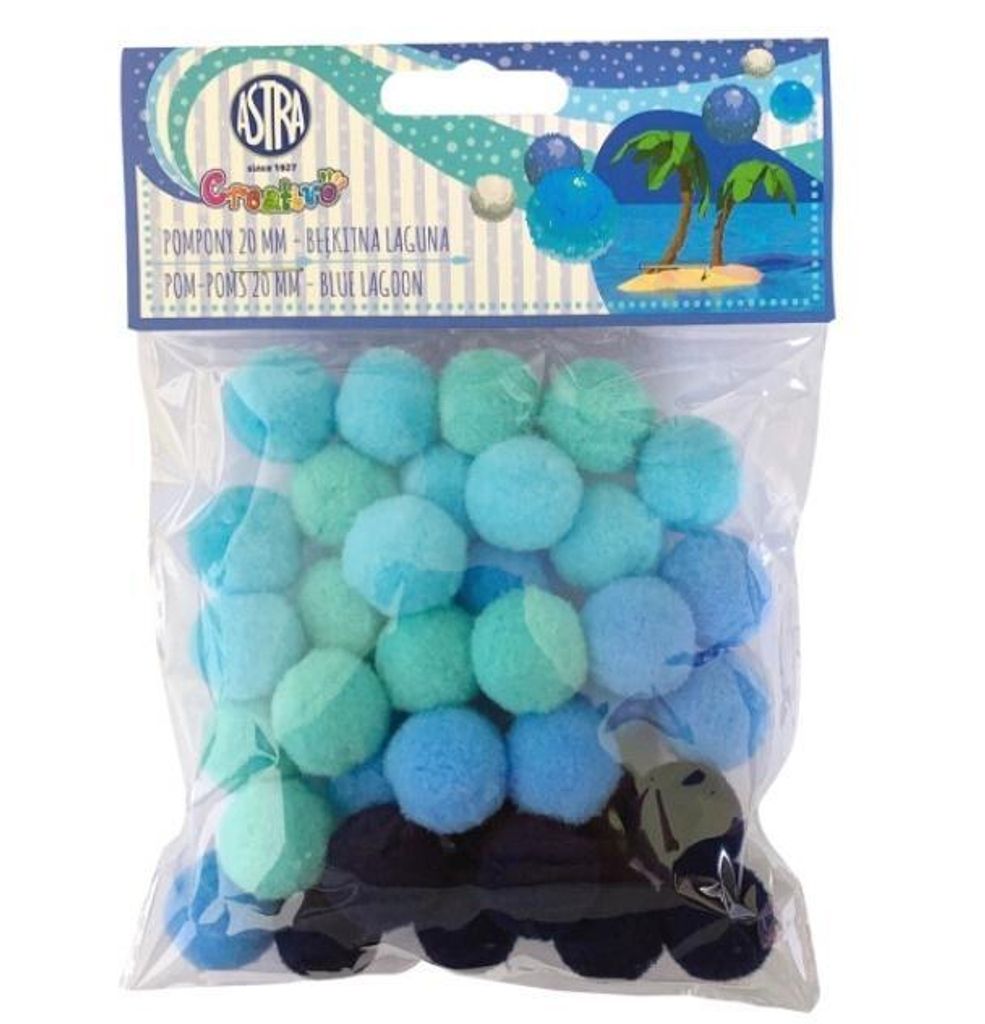CREATIVO Plüsch POMPOM Bälle BLUE LAGOON, 20mm, 335121020