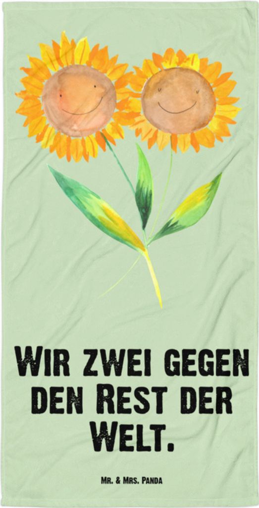 Mr. & Mrs. Panda Strandtuch Blume Sonnenblume - Blattgrün - Produktbild 