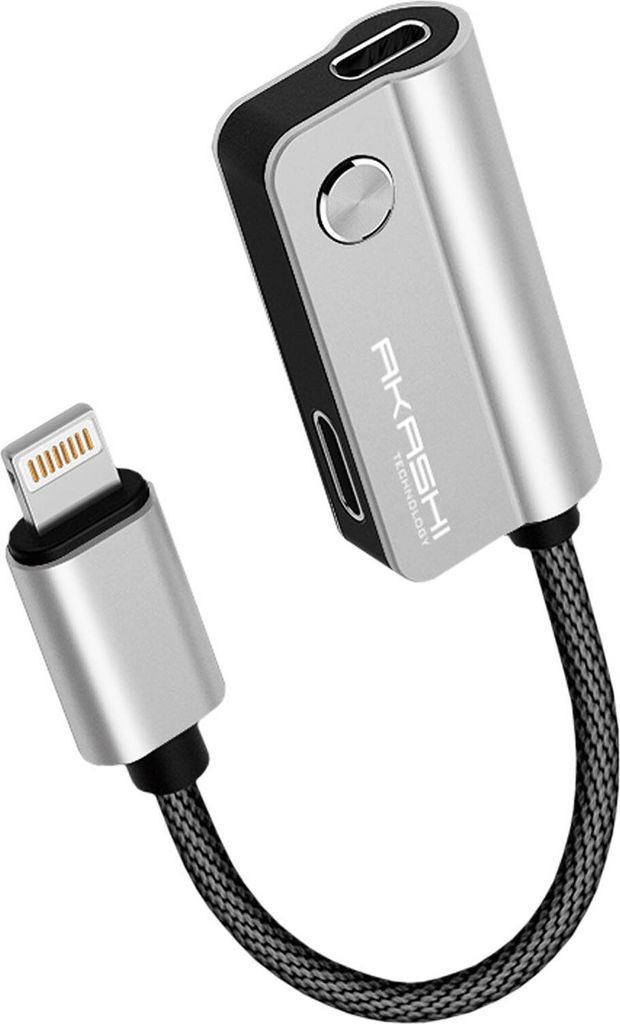 Akashi iPhone/iPad/iPod Audio- & Ladeadapter, 14cm - Schwarz