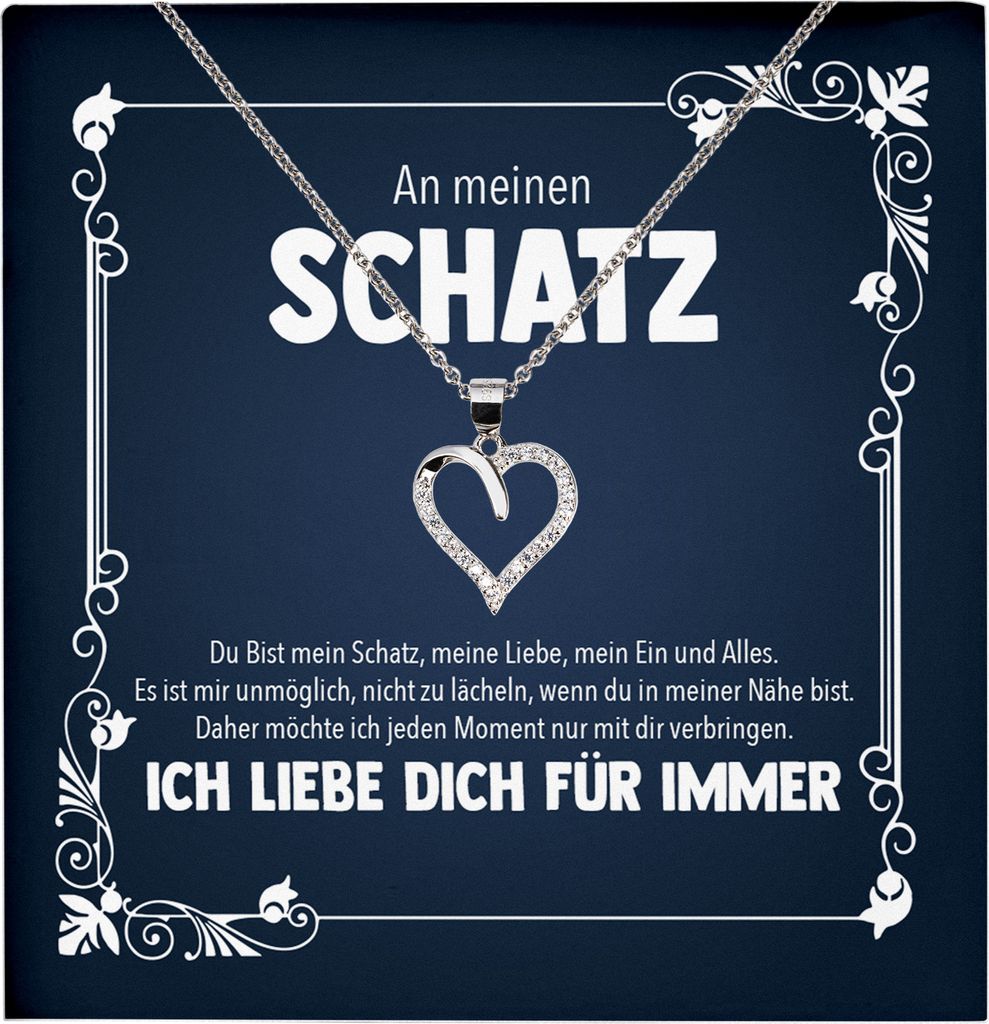 22Feels Echt Silber Halskette - Frauen Geschenk Schmuck Set Hochzeitstag Valentinstag Ehefrau Freundin Jahrestag - Herz Anhänger, Karte