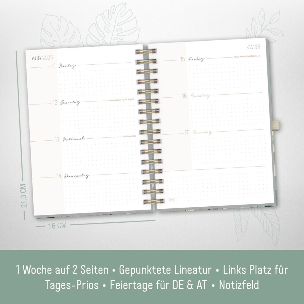 Lieblings-Timer Deluxe 2025 / Minty Leaves / Häfft-Verlag Produktbild 3