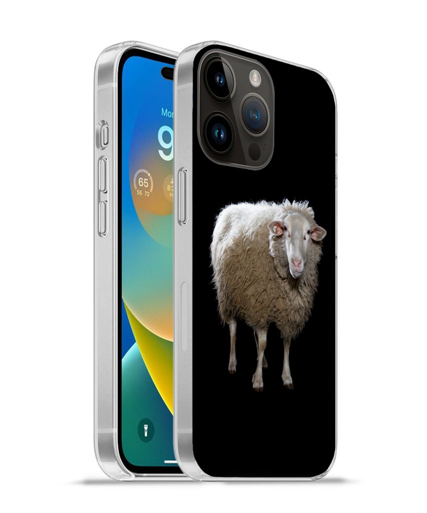 MuchoWow Handyhülle Schutzhülle Hülle für Apple iPhone 14 Pro Max Schafe - Nutztiere - Schwarz Silikon Softcase Handy Hülle - Hardcover