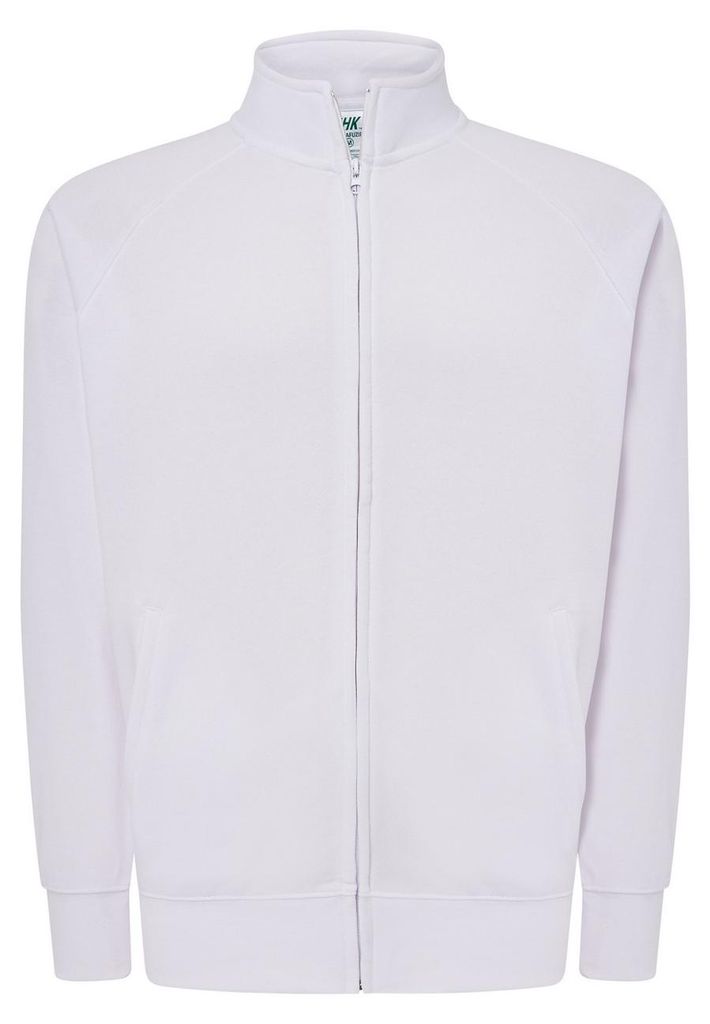 JHK - Sweatshirt Durchgehender Reißverschluss für Herren/Damen Uni LT3592 (M) (Weiß)