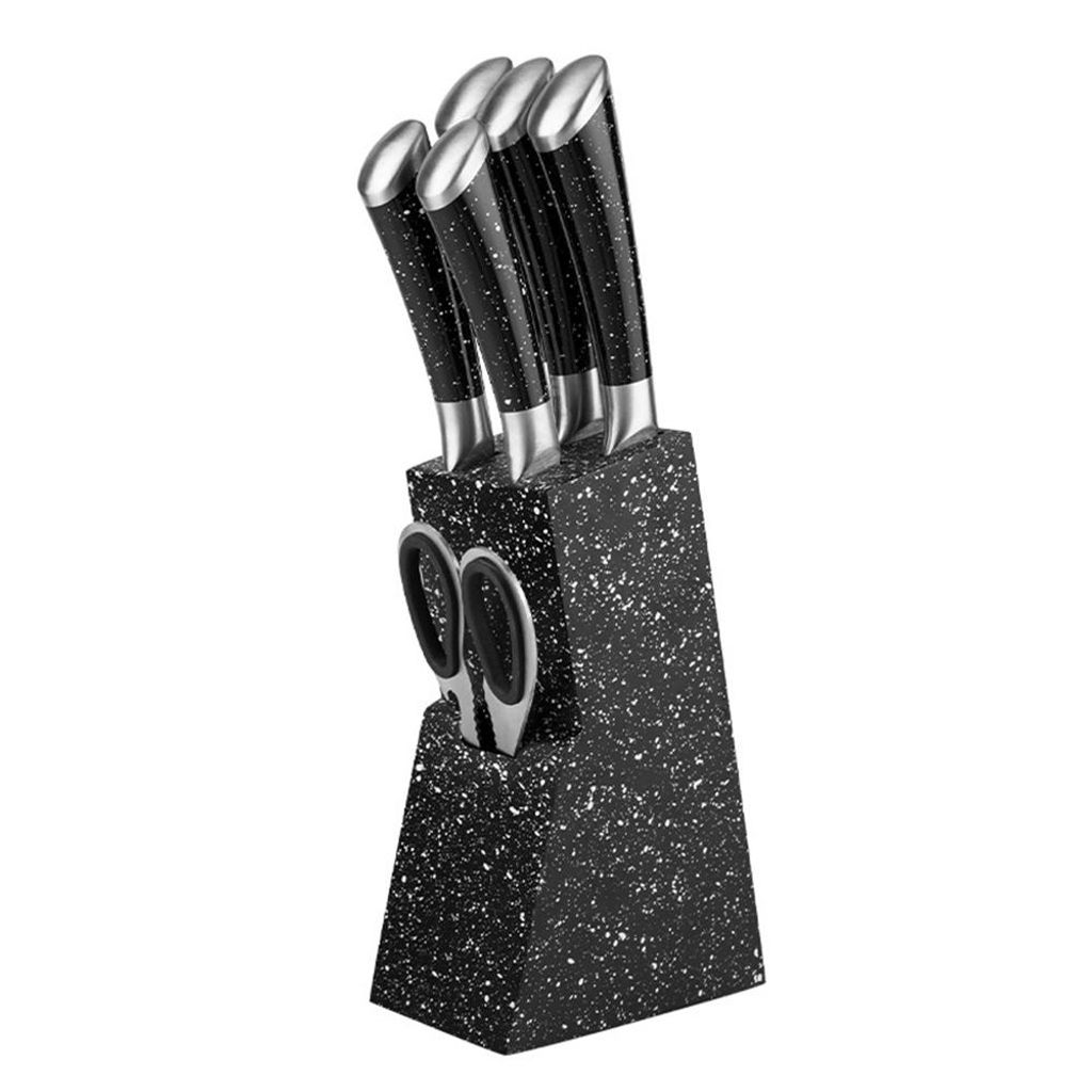 Messerset 7-teiliges, Professionelles Küchenmesser Set, Ultrascharfes Kochmesserset mit Ergonomischen Griffen,Holzsockel mit Hohlgriff